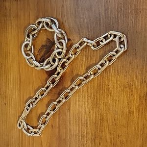 Gold chain necklace and bracelet bundle